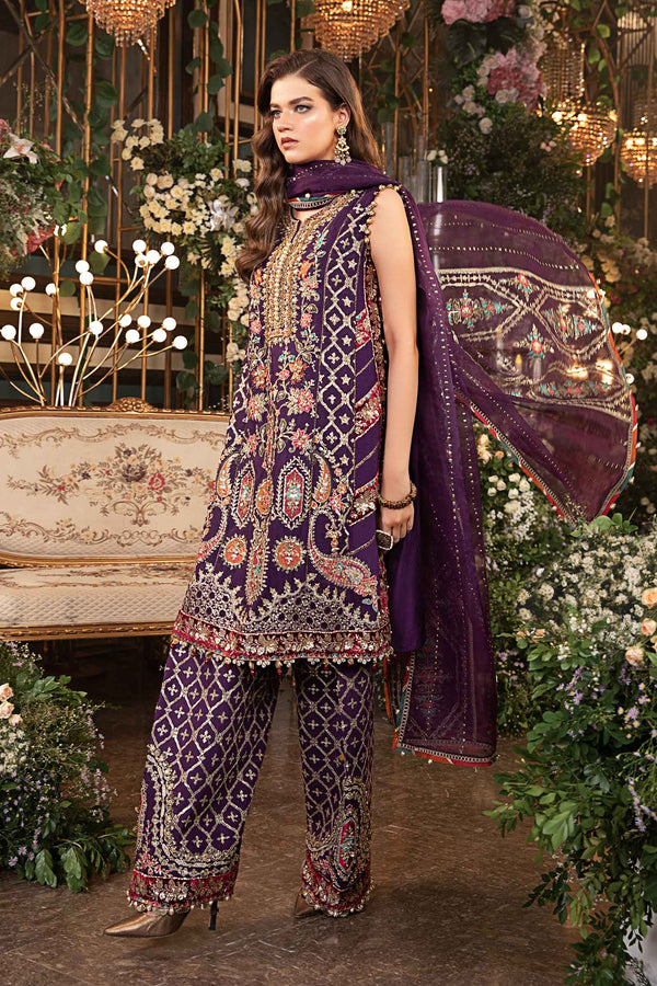 3 Piece Unstitched Embroidered Raw Silk Suit | BD-2903  - Maria b