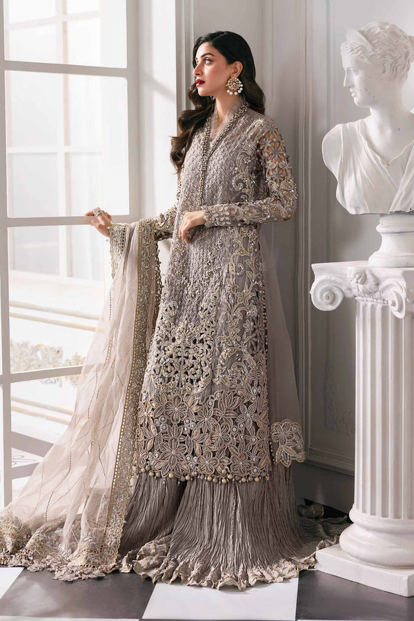 3 Piece Unstitched Embroidered Organza Suit | BD-3006 - Maria b